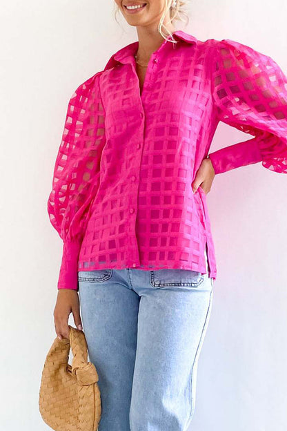 Celebridades Elegantes Tops de Cuello Vuelto con Patchwork Sólido