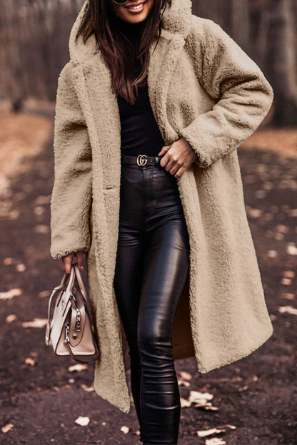Elegante abrigo de calle con capucha y bolsillos lisos (12 colores)