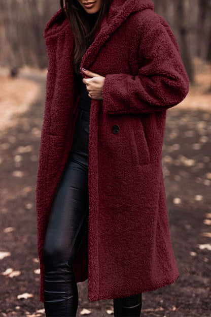 Elegante abrigo de calle con capucha y bolsillos lisos (12 colores)
