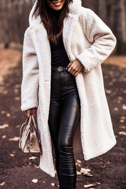 Elegante abrigo de calle con capucha y bolsillos lisos (12 colores)