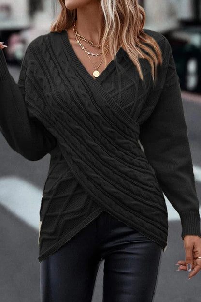 Blusa informal asimétrica con cuello en V y tirantes cruzados (4 colores)