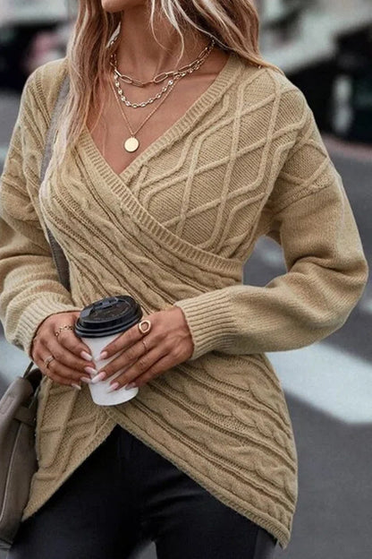 Blusa informal asimétrica con cuello en V y tirantes cruzados (4 colores)