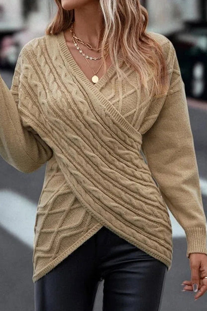 Blusa informal asimétrica con cuello en V y tirantes cruzados (4 colores)