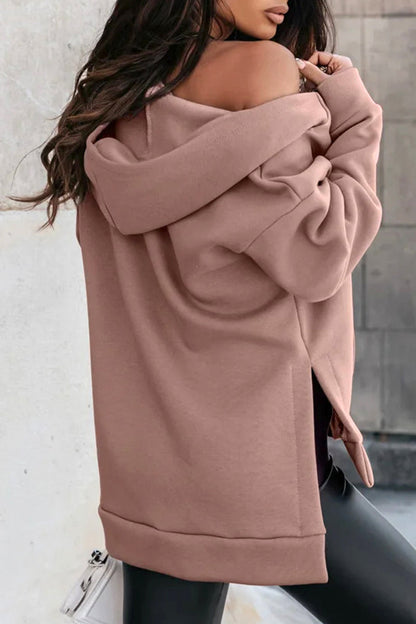 Tops casuales con cuello y capucha con bolsillos sólidos (4 colores)