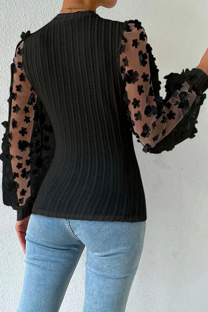 Elegantes blusas de cuello redondo con parches sólidos (6 colores)