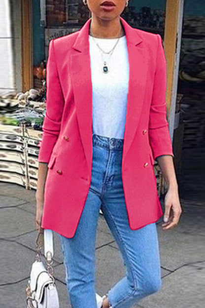 Prenda exterior informal de cuello vuelto con parches lisos (4 colores)