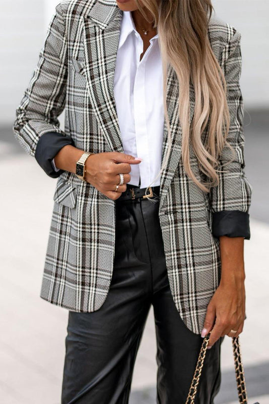 Prendas de abrigo con cuello vuelto, estilo británico, con patchwork y cuadros