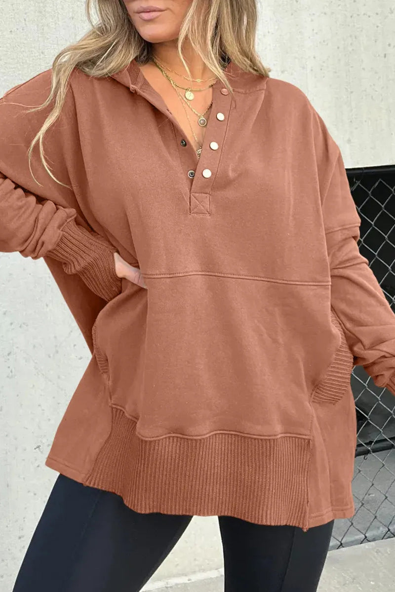 Sudadera informal con capucha y cuello con hebilla sólida (7 colores)