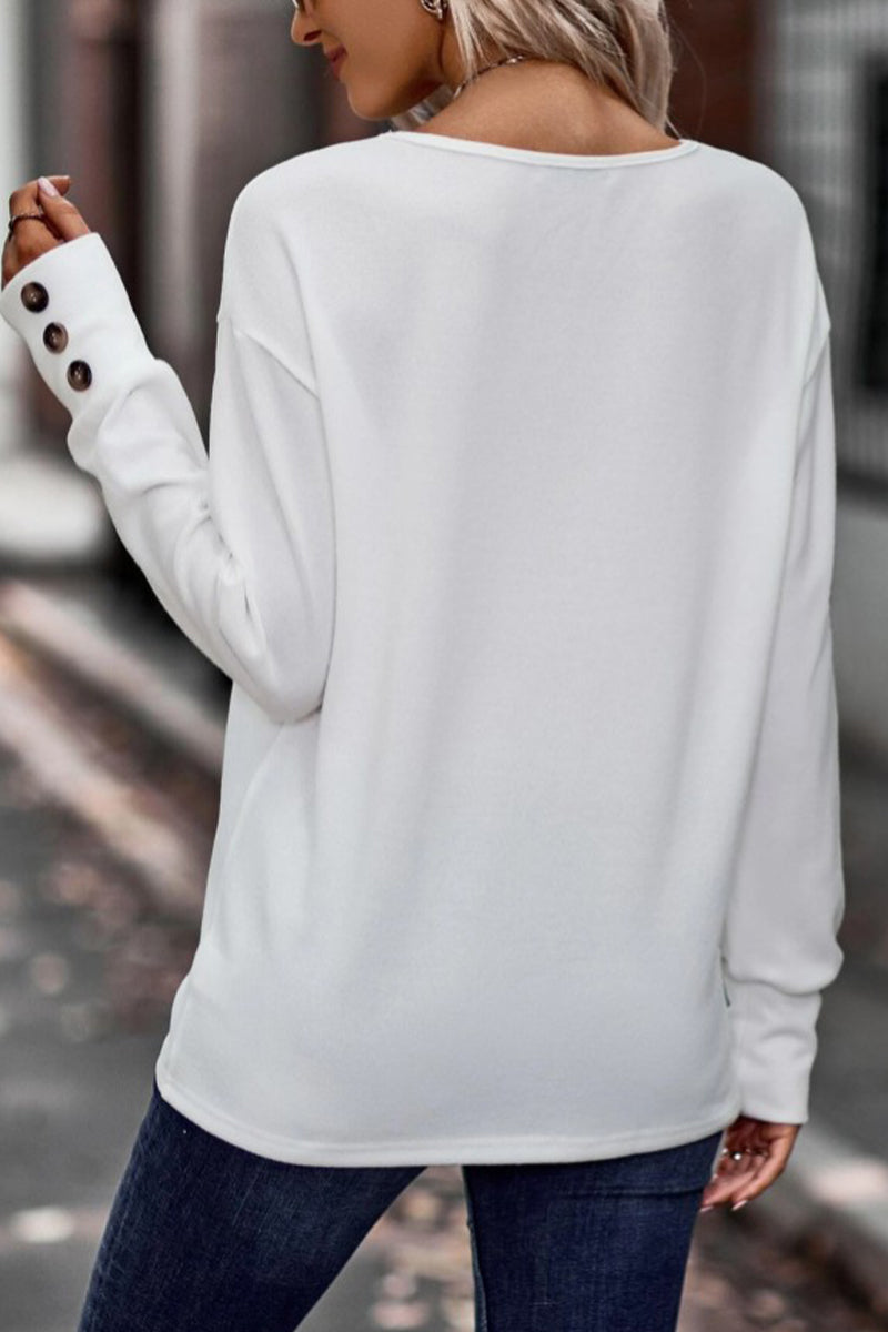 Blusas sexis sencillas con cuello en V y botones lisos (8 colores)