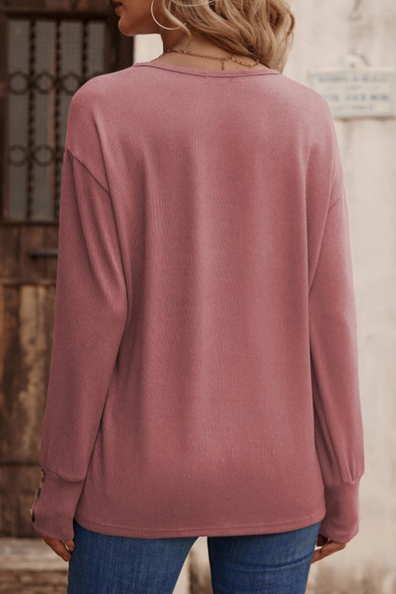 Blusas sexis sencillas con cuello en V y botones lisos (8 colores)