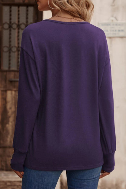 Blusas sexis sencillas con cuello en V y botones lisos (8 colores)