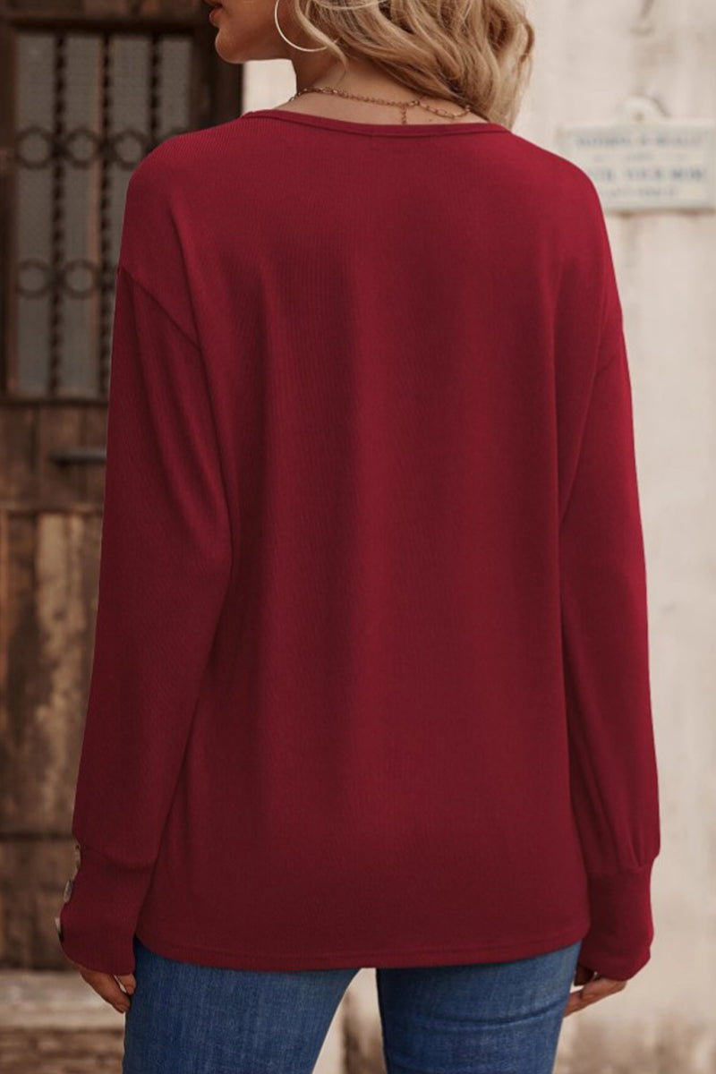 Blusas sexis sencillas con cuello en V y botones lisos (8 colores)