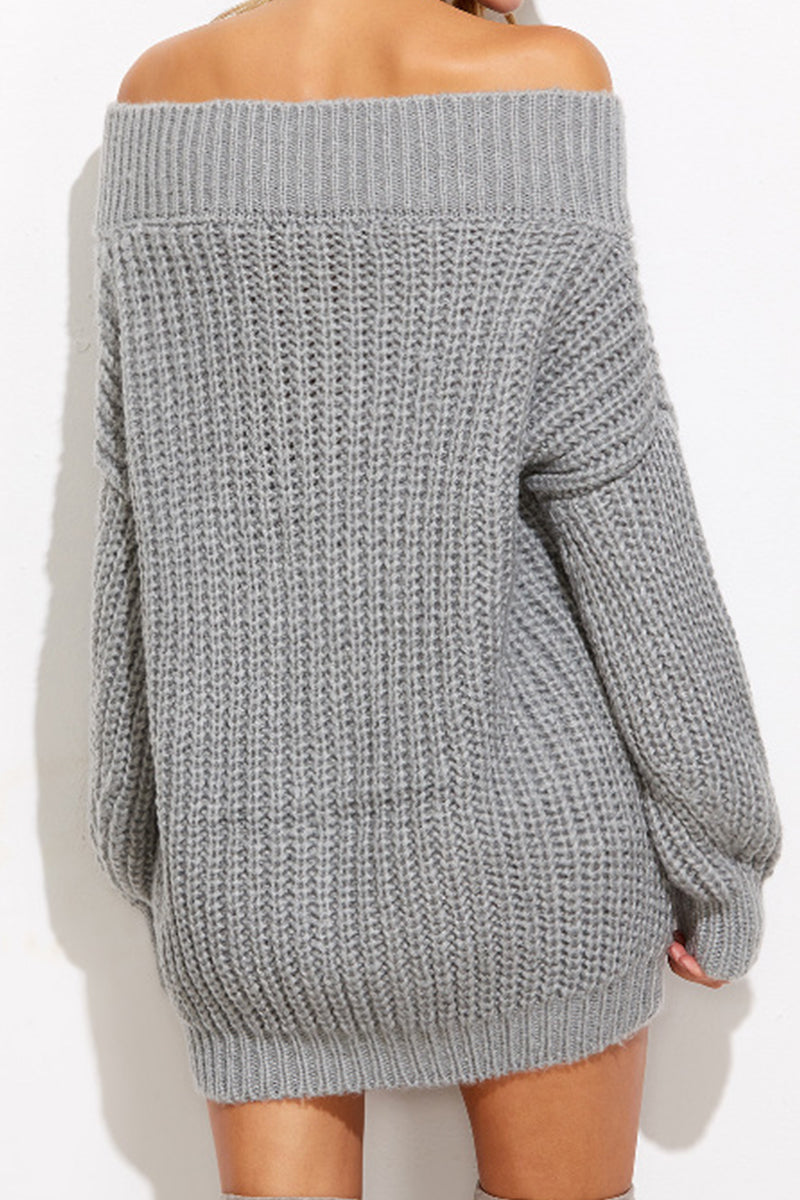 Suéteres sexys casuales de patchwork sólido con cuello en V (3 colores)