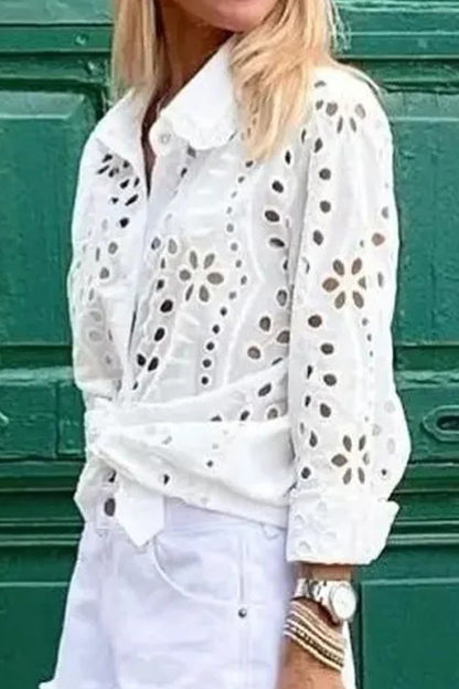 Blusas casuales lisas con cuello vuelto y aberturas