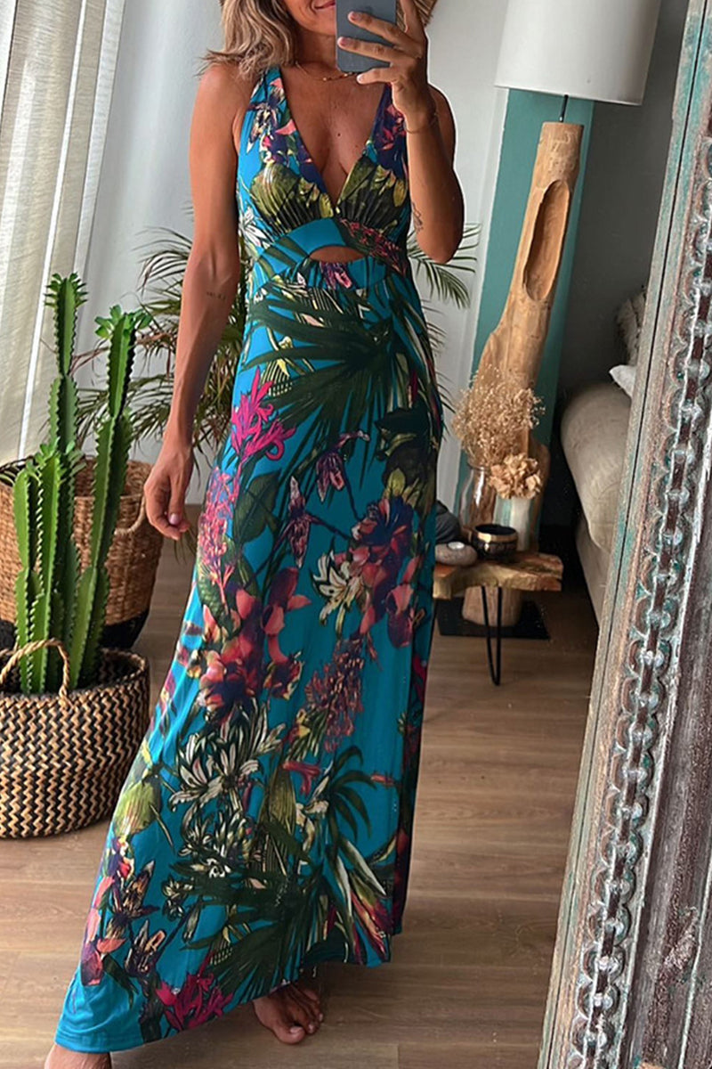 Vestidos sexis de vacaciones con estampado floral, espalda descubierta y cuello en V (3 colores)