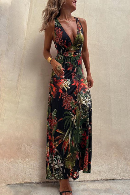 Vestidos sexis de vacaciones con estampado floral, espalda descubierta y cuello en V (3 colores)