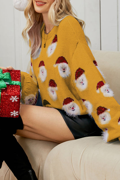 Suéteres casuales de cuello redondo con diseño de Papá Noel (10 colores)