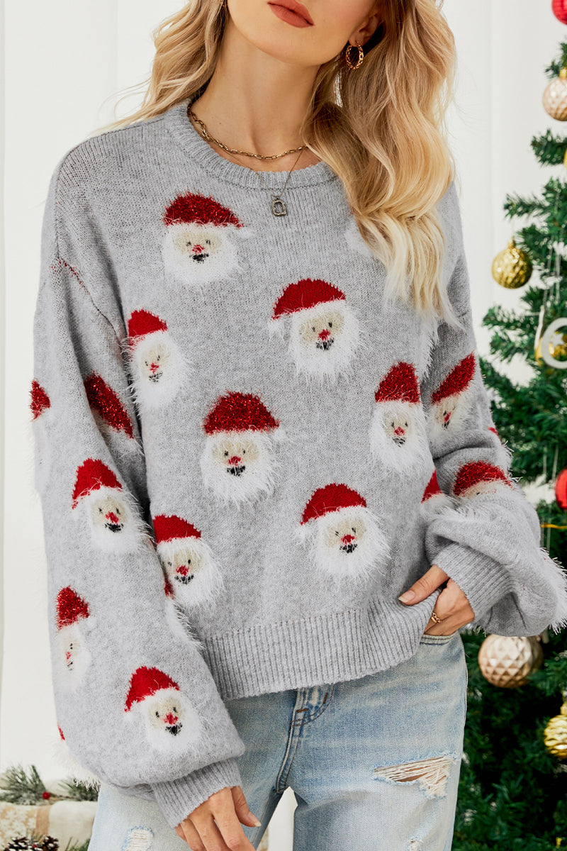 Suéteres casuales de cuello redondo con diseño de Papá Noel (10 colores)