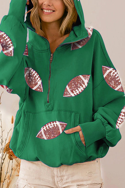Tops casuales con cuello y capucha con parche de bolsillo sólido (7 colores)