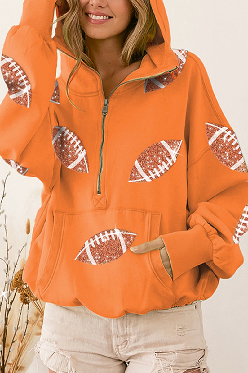 Tops casuales con cuello y capucha con parche de bolsillo sólido (7 colores)