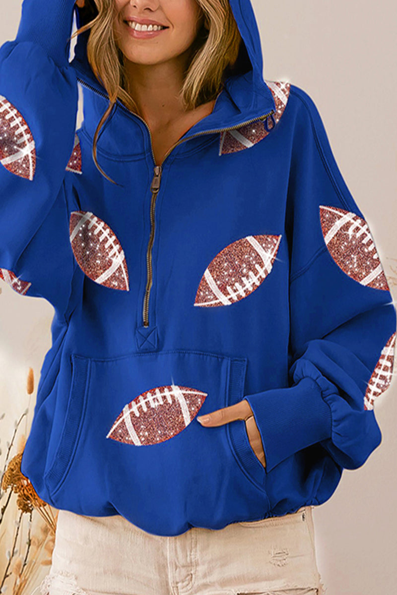 Tops casuales con cuello y capucha con parche de bolsillo sólido (7 colores)