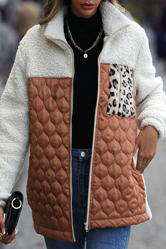 Prendas de abrigo informales con cuello vuelto y bolsillo con estampado animal (6 colores)