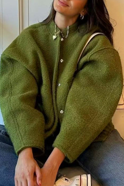Prendas de abrigo informales, sencillas, con bolsillos lisos y cuello mandarín (7 colores)