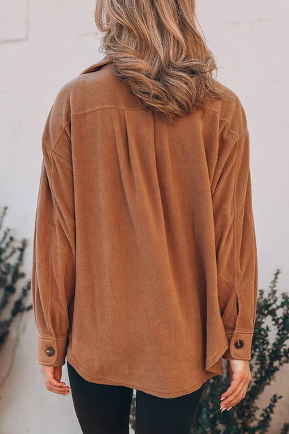 Blusa informal con cuello vuelto y bolsillos lisos (9 colores)