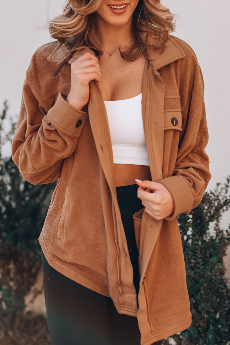 Blusa informal con cuello vuelto y bolsillos lisos (9 colores)