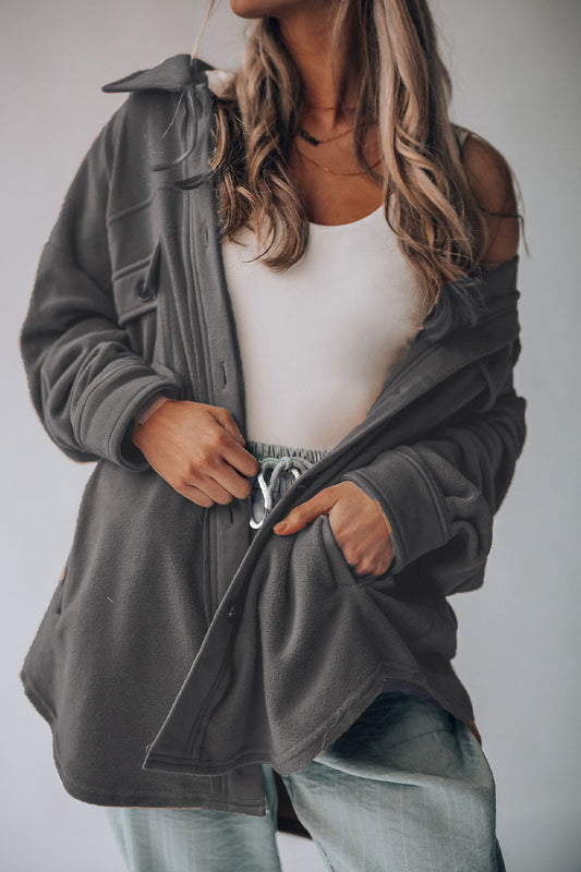 Blusa informal con cuello vuelto y bolsillos lisos (9 colores)