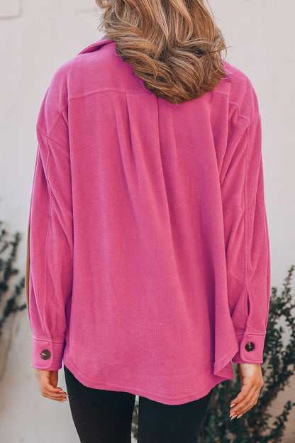 Blusa informal con cuello vuelto y bolsillos lisos (9 colores)