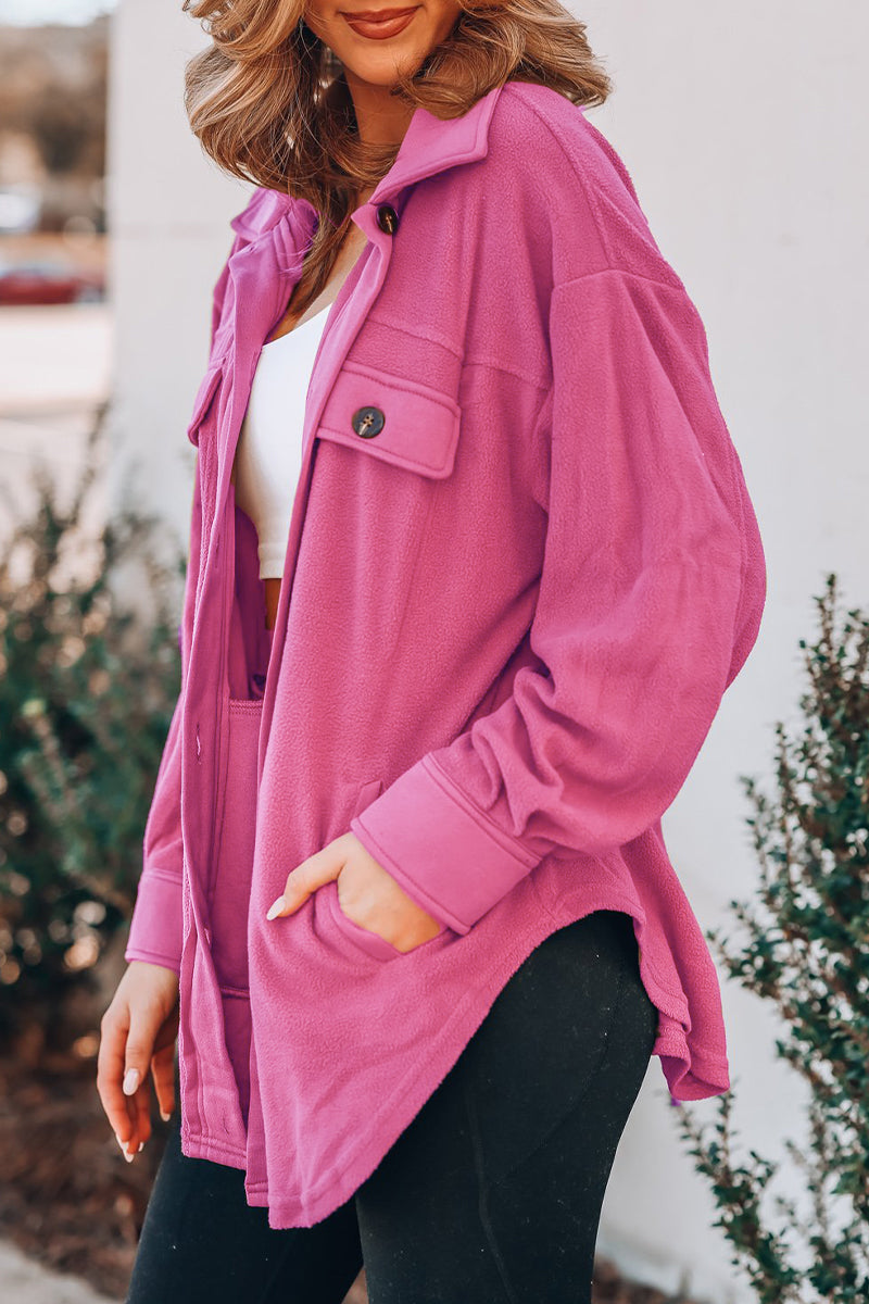 Blusa informal con cuello vuelto y bolsillos lisos (9 colores)