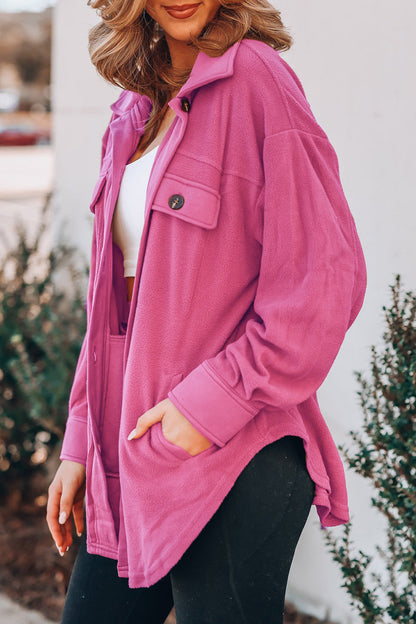 Blusa informal con cuello vuelto y bolsillos lisos (9 colores)