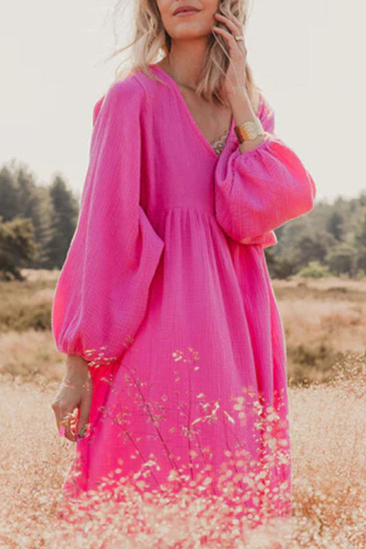 Casual Simplicity Solid Patchwork A Line Dresses(3 Colors)