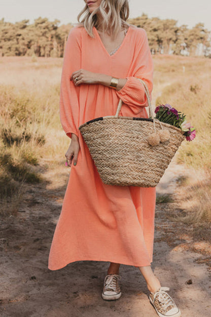 Vestidos casuales sencillos de patchwork lisos en forma de A (3 colores)