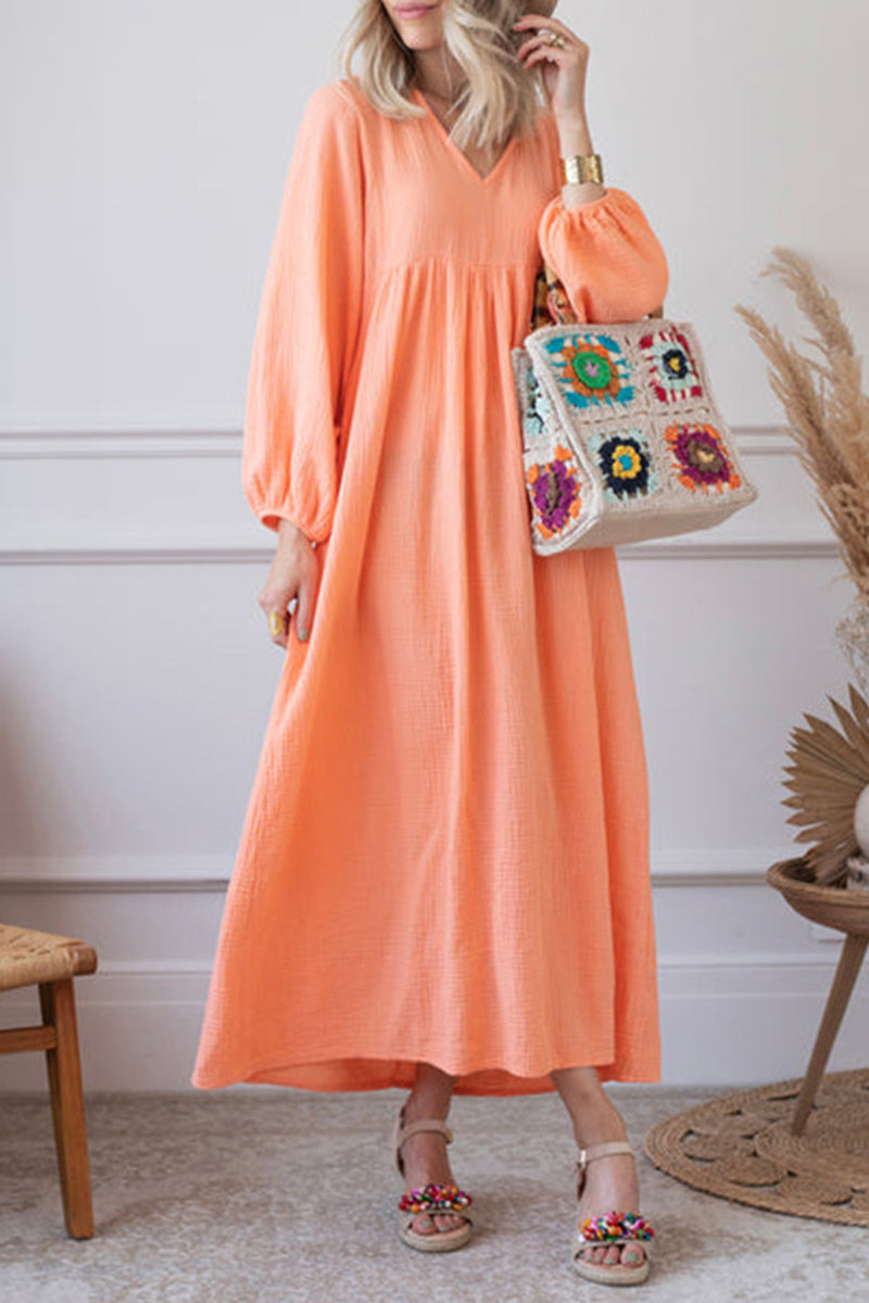 Vestidos casuales sencillos de patchwork lisos en forma de A (3 colores)
