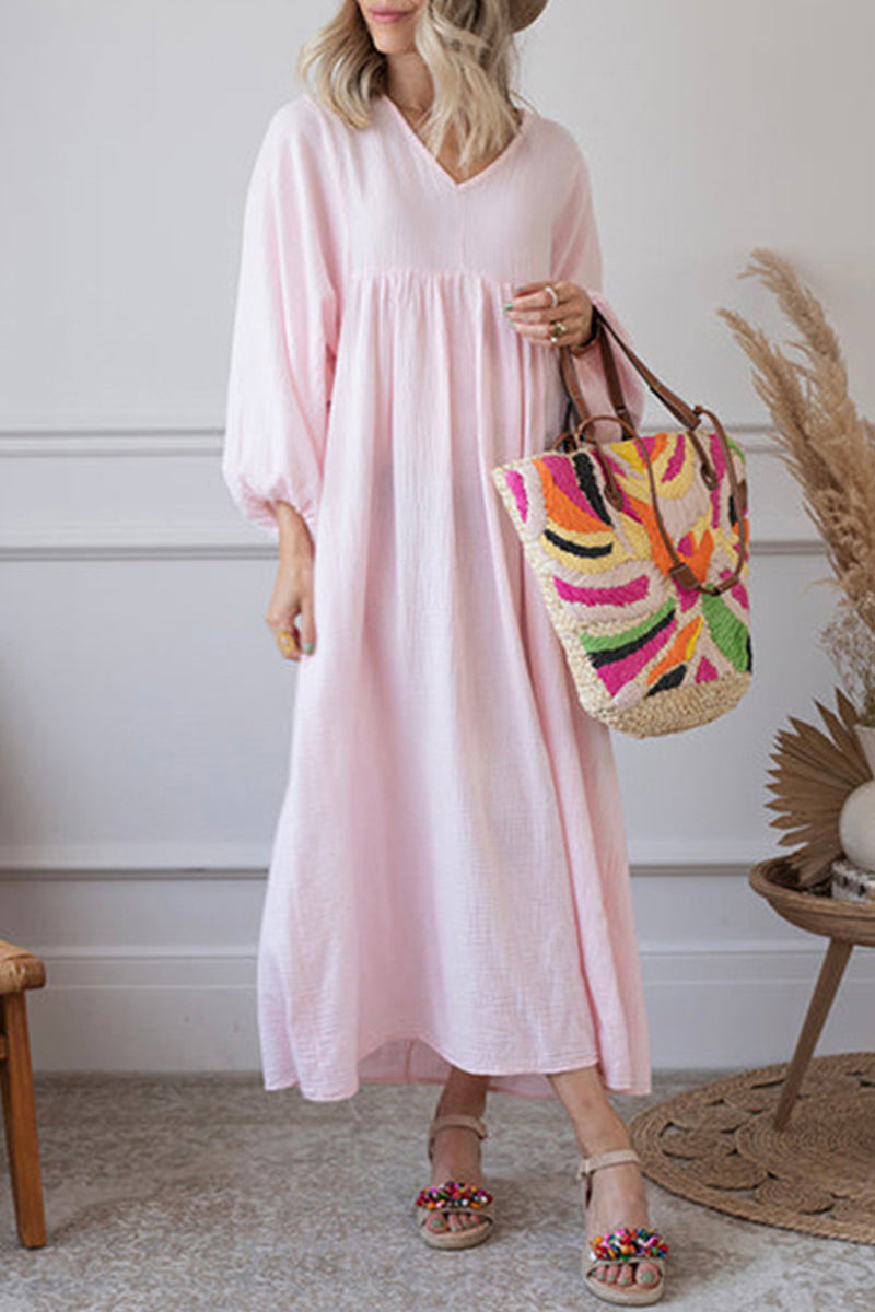 Vestidos casuales sencillos de patchwork lisos en forma de A (3 colores)