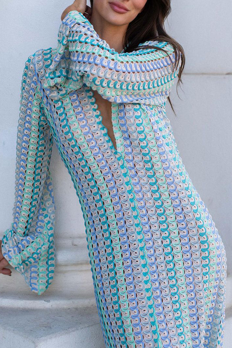 Vestidos sexis de vacaciones con escote en V, falda de un solo paso y bloques de colores contrastantes (4 colores)