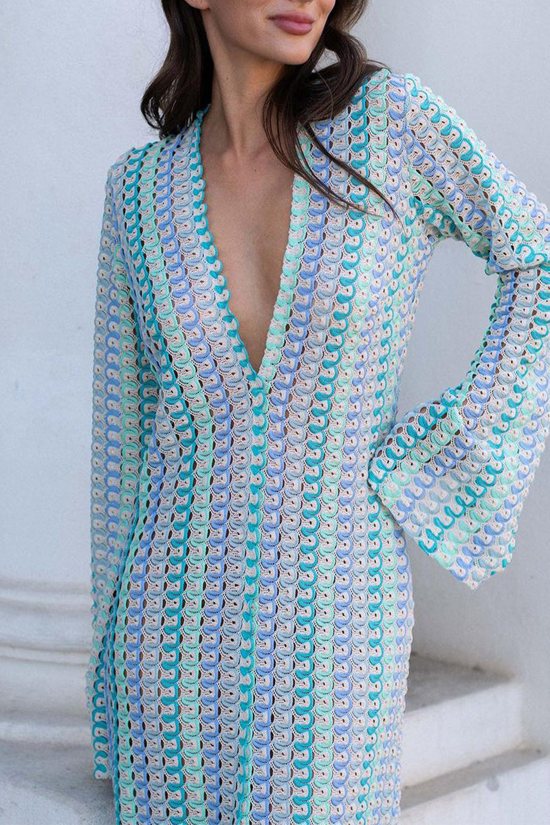 Vestidos sexis de vacaciones con escote en V, falda de un solo paso y bloques de colores contrastantes (4 colores)