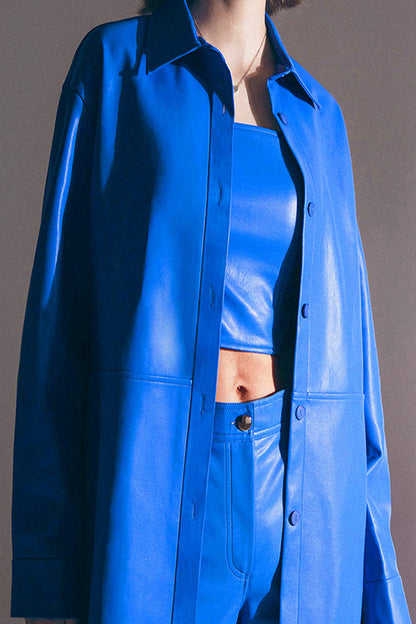 Blusa informal con cuello vuelto y botones lisos (3 colores)