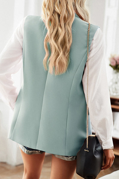 Blusa de estilo británico con botones y cuello vuelto, con bolsillos lisos y sencilla (4 colores)