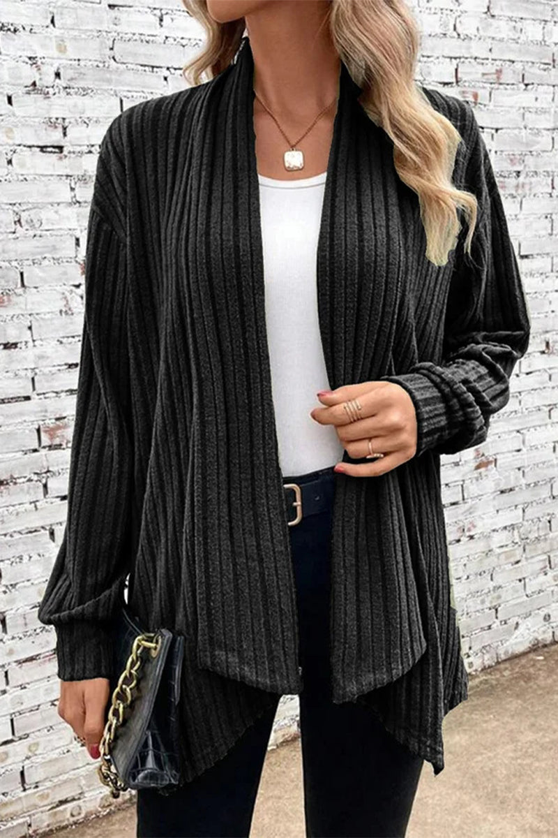 Prenda exterior informal de cuello tipo cárdigan asimétrico liso (6 colores)