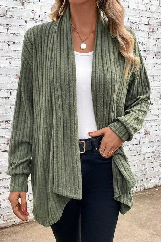 Prenda exterior informal de cuello tipo cárdigan asimétrico liso (6 colores)