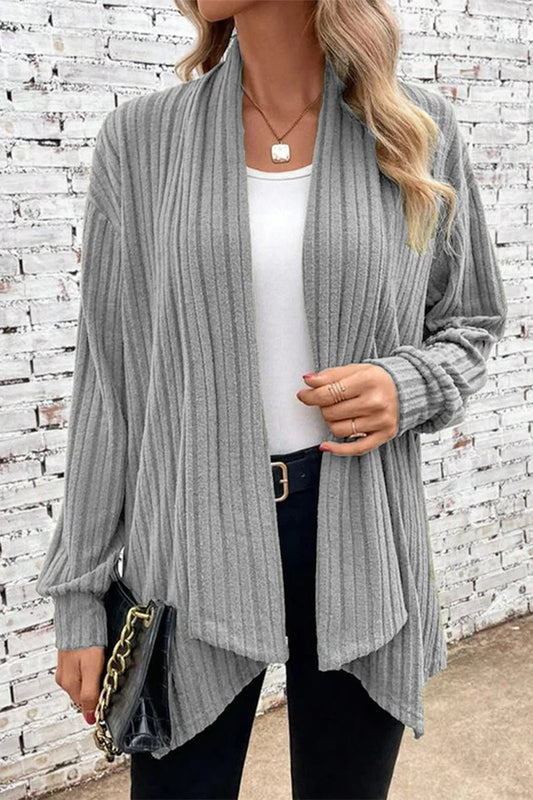 Prenda exterior informal de cuello tipo cárdigan asimétrico liso (6 colores)