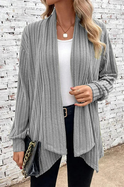 Prenda exterior informal de cuello tipo cárdigan asimétrico liso (6 colores)