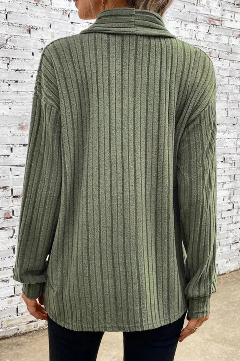 Prenda exterior informal de cuello tipo cárdigan asimétrico liso (6 colores)
