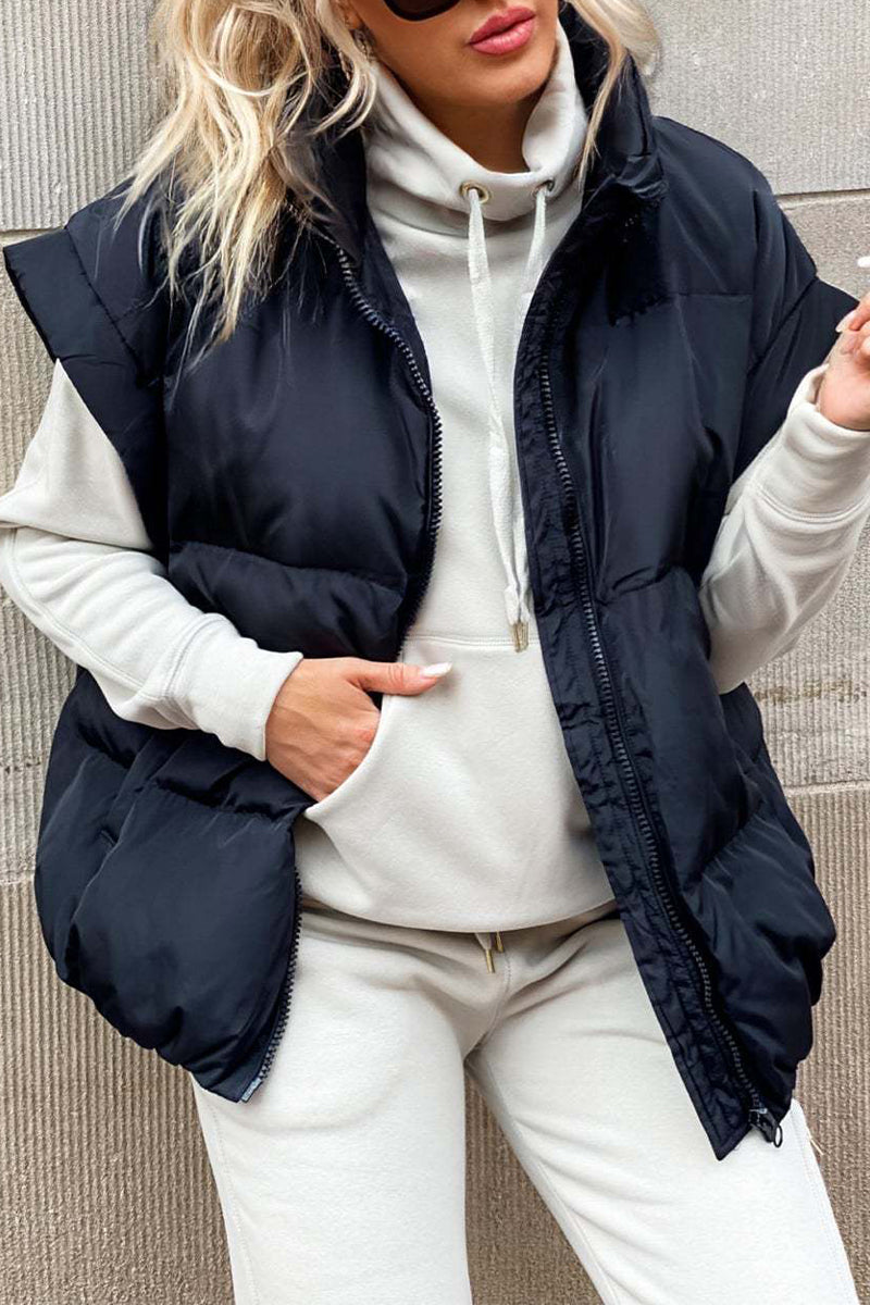Blusa informal de cuello mandarín con bolsillos lisos (3 colores)