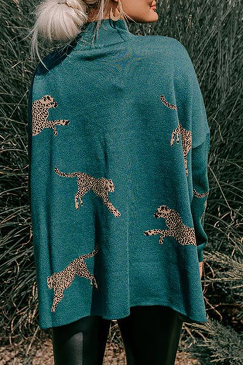 Tops casuales de cuello alto con estampado de animales (4 colores)