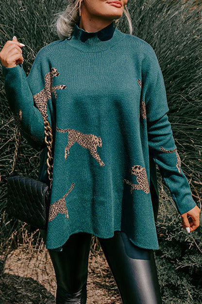 Tops casuales de cuello alto con estampado de animales (4 colores)