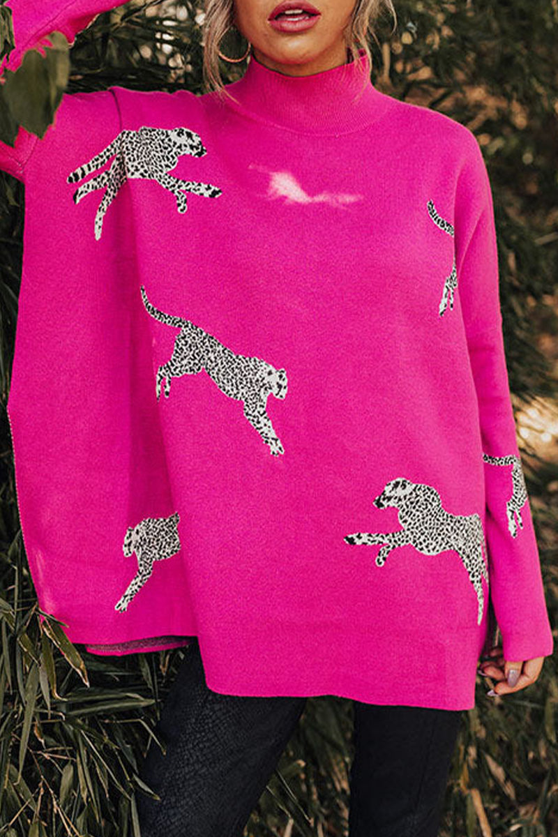 Tops casuales de cuello alto con estampado de animales (4 colores)